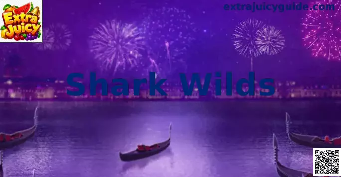 Ilustración de Shark Wilds inspirada en una tragamonedas marina con tiburón y símbolos frutales